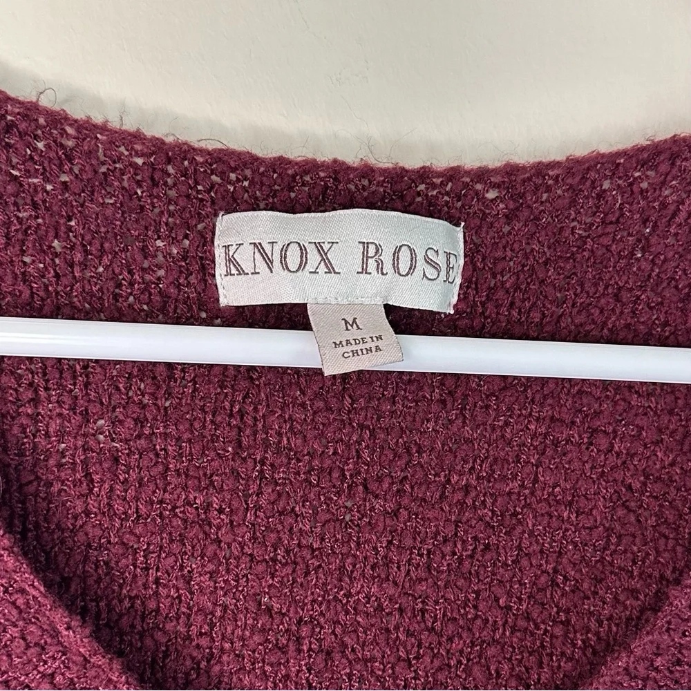 Knox Rose Textured Knit V-Neck Sweater Burgundy Wine - Medium - Picture 4 of 4
